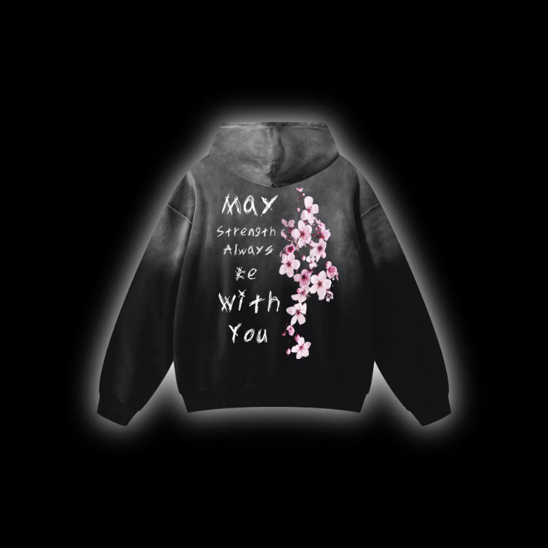Oversized Dralix Styled "May Strength Always Be With You" Sunfaded Hoodie